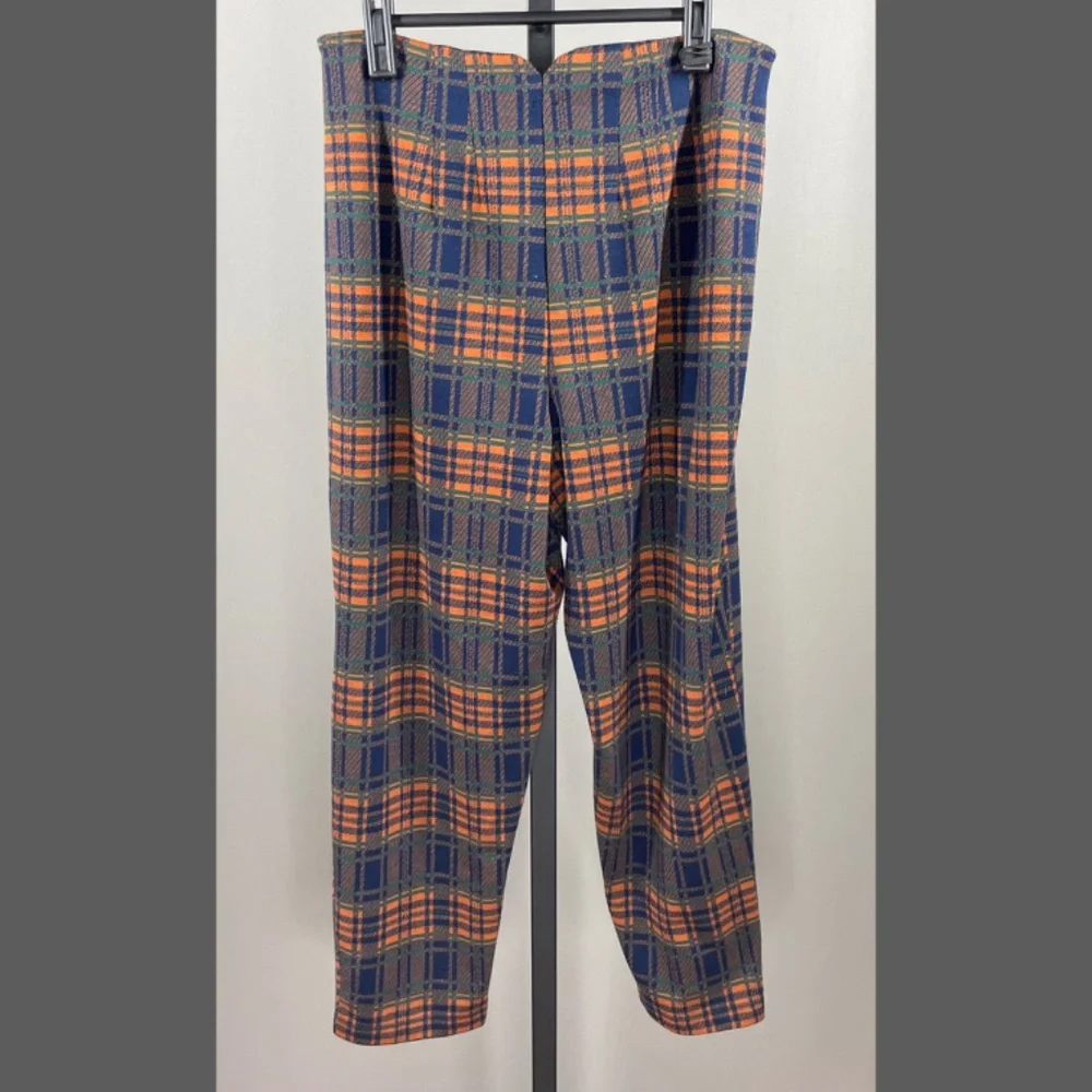Free People Pants Womens Small orange blue plaid trouser boho indie casual